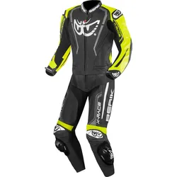 Berik Zakura Evo perforierte 2-Teiler Motorrad Lederkombi, schwarz-gelb, Größe 56 für Männer