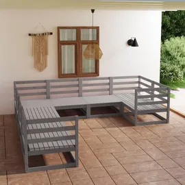 vidaXL Garten-Lounge-Set 8-tlg. Massivholz Kiefer grau