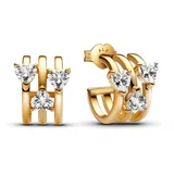 Pandora Timeless Dreifaches Herz Ohrringe aus Sterling Silber mit vergoldeter Metalllegierung und Zirkonia, 263656C01