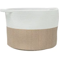VidaXL Wäschekorb Braun und Weiß Ø55x36 cm Baumwolle