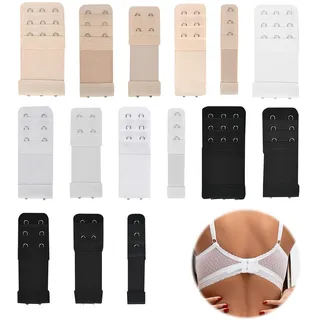 Saituo Home 15 Stücke BH Verschluss Verlängerung BH Erweiterung Bra Extender Schwarz,Weiß,Hautfarbe Verschiedene Größen Verfügbar,Bequem und Dehnbar für Gewichtszunahme-Schwangerschaft-Stillzeit - Einheitsgröße