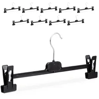 Relaxdays 100x Hosenbügel Kunststoff, Schwarz,Silber