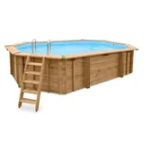 Interline Holzpool Java oval 640 x 400 x 138 cm inkl. Skimmer und Poolleiter
