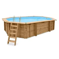 Interline Holzpool Java oval 640 x 400 x 138 cm inkl. Skimmer und Poolleiter