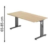 Hammerbacher Gradeo höhenverstellbarer Schreibtisch eiche rechteckig, C-Fuß-Gestell grau 160,0 x 80,0 cm