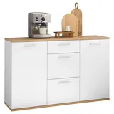 HBZ Sideboard 135 x 86 x 38 cm Weiß / Eiche Artisan