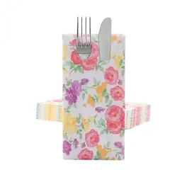 Sovie HOME Besteckserviette Johanna aus Linclass® Airlaid 40 x 40 cm, 12 Stück - Rosen Blumen Frühling Sommer
