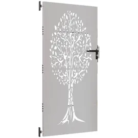 vidaXL Gartentor 85x200 cm Cortenstahl Baum-Design