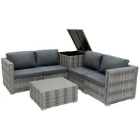 MONSTER SHOP Rattan Modular Gartenmöbel 6-tlg. grau