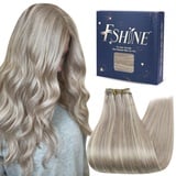 Fshine Echthaar Tressen zum Einnähen Blond 55cm 100g Tressen Extensions Echthaar Haartressen Echthaar zum Einnähen Sew in Hair Extensions Farbe 19AP60