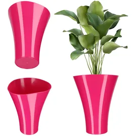 Kadax Blumentopf aus Kunststoff, ⌀16-16,5cm, 13 Farben, Topf mit glänzender Oberfläche, Blumentopfschutz für Kakteen, Ringelblumen, Farne, Pflanzkübel, Pflanztöpfe (Rosa, ⌀ 16,5 cm)
