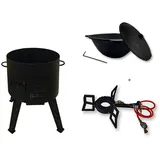 Grillpeter Utschak mit Kazan 16L und Gasbrenner Kasan aus Gusseisen Feuerofen Set