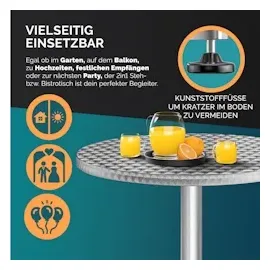 CASARIA Stehtisch 2er Set Höhenverstellbar Silber