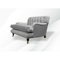 JVmoebel Chesterfield-Sessel, Chesterfield Sessel Fernseh Design Polster Sofa Couch Chesterfield Textil Neu grau