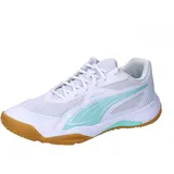 Puma Solarflash III W+ Indoor Court Shoe, White-Electric Peppermint, 36