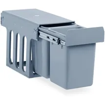 Relaxdays Einbaumülleimer Küche, 2x 8 l, Müllsystem Unterschrank, Kunststoff, HxBxT: 35,5 x 25 x 47 cm, grau