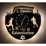 Designbysh Fußball Fan LED Wanduhr Kaiserslautern Fanartikel Wanduhr Geschenk Fußballfan