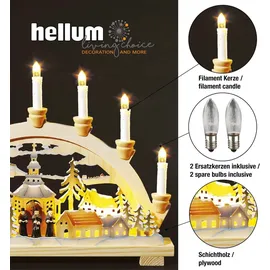 Hellum 875515 Schwibbogen Dorf Bernstein Glühlampe Holz