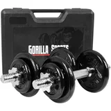 Gorilla Sports GORILLA SPORTS® 100809-00019-0001 Hantel Verstellbare Kurzhantel 20 kg mit Koffer, SCHWARZ|silber 20kg