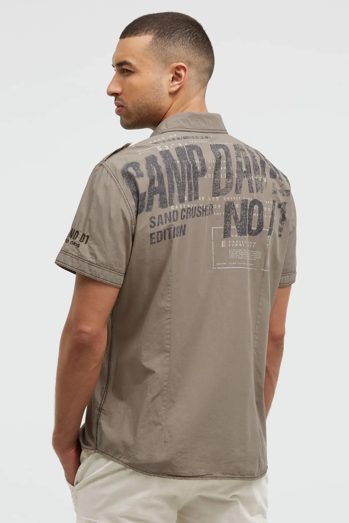 Kurzarmhemd CAMP DAVID, Herren, Gr. XL, Normalgrößen, rock ridge, Popeline, Material: 100% Baumwolle, figurbetont normal, Bündchen, Hemden, mit Kentkragen