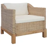 vidaXL Sessel mit Auflagen Natur Rattan