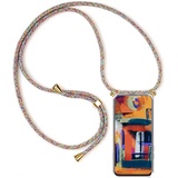 Handykette Handyhülle für Motorola Moto G23 4G/Moto G13 4G mit Band - Handy-Kette Handy Hülle mit Kordel zum Umhängen Handyanhänger Halsband Lanyard Case - Transparent Schutzhülle in Rainbow