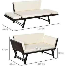 Outsunny Gartensofa 129 x 63 x 67 cm Braun