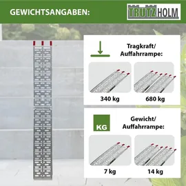 Trutzholm Auffahrrampe 228 cm 340 kg klappbar Aluminium gelocht silber 1 St.