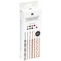 Rico Design DIY Freundschaftsarmbänder Set, Earthy Colours, 10 x 8 m Stickgarn in 10 verschiedenen Farben, 100 % Baumwolle