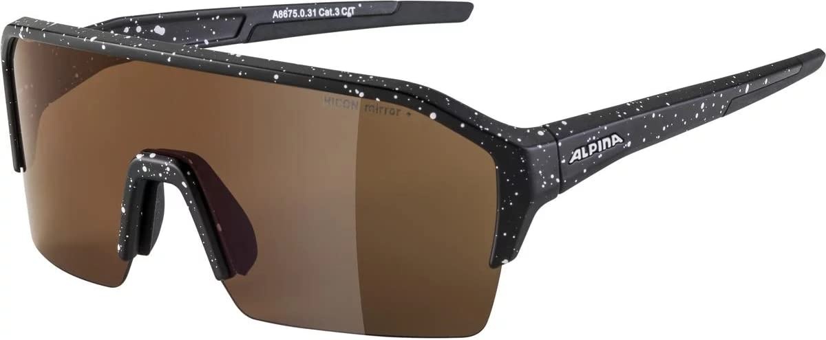 ALPINA RAM HR Q-LITE - Verspiegelte, Kontrastverstärkende & Beschlagfreie Sport- & Fahrradbrille Mit 100% UV-Schutz Für Erwachsene, black blur matt, One Size
