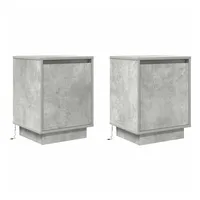 VidaXL Nachttische mit LED-Leuchten 2 Stk. Betongrau 38x34x50 cm