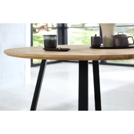 Stolkom Esstisch NILS Platte rund 110 cm Eiche massiv Füße Metall schwarz - Braun/Schwarz