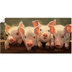 Wandbild ARTLAND "Das große Grunzen", pink (farbe bild(er): pink), B:60cm H:30cm, Bilder, als Alubild, Outdoorbild, Leinwandbild, Poster in verschied. Größen