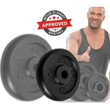 Miweba Sports Hantelscheibe Profi Gusseisen Hantelscheiben HSG - 1.25 - 10 kg, 20 kg, (4er-Set, Hantelscheibenset, Hantel Gewichte Set, Gewicht Scheiben, Muskelaufbau, Workout, Training, Ganzkörpertraining, 4-tlg., Gusseisen, Ø 30 mm, 4 x 5 kg, 21 x 3.0 cm), Gewicht Scheiben Krafttraining Fitnessgerät - Fitness Hantel Zubehör schwarz