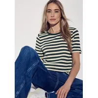 STREET ONE Damen A322898 Strick-Look Streifenshirt, Hunter Green, 36
