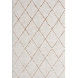 the carpet Knight Eleganter, Hochwertiger, Wohnzimmer Teppich, Softer Kurzflor, 3-D Effekt, Glänzende Design-Elemente, Hoch-Tief Struktur, Beige-Raute, 80 x 150 cm