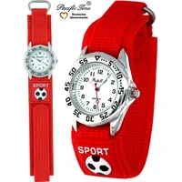 Pacific Time Armbanduhr Jungen Kinderuhr Fußball Klettverschluss wasserdicht