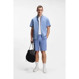 Boss Green Kurzarmhemd "Motion S", Herren, Gr. L, N-Gr, blau (light, pastel blau459), Jersey, Obermaterial: 100% Baumwolle, gestreift, regular fit normal, Rundhals, abgesteppte Kante, Hemden, Regular Fit, Button-down-Kragen, Kurzarm, Logo-Stickerei