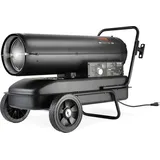 Vevor Kerosin-/Diesel-Warmluftheizung, 100.000 BTU Torpedo-Raumheizer, tragbar mit Thermostatregelung, 38-Liter-Tank, effizienter Kerosinheizer für den Innen- und Außenbereich für Zuhause, Baustelle, Industrie, Werkstätten, Schwarz