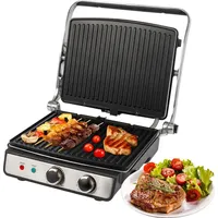 Proficook ProfiCook® Kontaktgrill für fettfreies Grillen | Elektrogrill für z.B. Panini, Steaks, Toasts | Elektro Grill mit stufenlos regelbarem Thermostat | Barbecue Grill mit 180° Öffnung | 2000W | PC-KG 1264