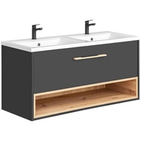 Stylefy Waschbeckenunterschrank Barni I (Waschtischunterschrank, Waschbeckenunterschrank) ohne Waschbecken, 60/80/100/120 x 57 cm, mit Schublade, Soft-Close Funktion, Modern Design grau 120 cm x 57 cm x 46 cm