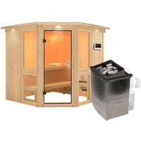 Karibu Amelia 2 - Sauna mit Eckeinstieg 68 mm