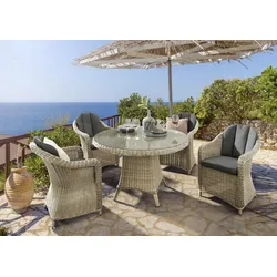 Garten-Essgruppe DESTINY "MALAGA LUNA", beige (natur meliert, grau), Polyester, Aluminium, Polyrattan, Sitzmöbel-Sets, Aluminium, Polyrattan