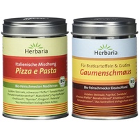 Herbaria "Pizza e Pasta" italienische Mischung, 1er Pack (1 x 100 g Dose) - Bio & "Gaumenschmaus" Bratkartoffelgewürz, 100 g - Bio
