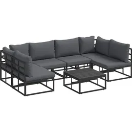 vidaXL Garten-Lounge-Set 7-tlg. schwarz Aluminium