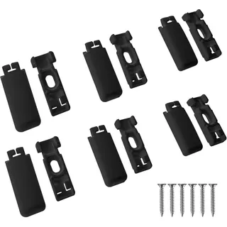 6Kit 12 Stück Spannschuhe für verspannte Plissees,Plissee Ersatzteile klemmträger,für Klebeträger und Stick & Fix Front Klebeplatten(schwarz)