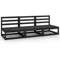 vidaXL Outdoor-Sofa 3-Sitzer Schwarz Massivholz Kiefer