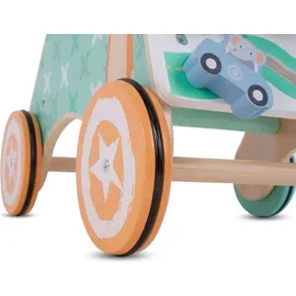 SUN BABY Lauflernwagen aus Holz für Babys ab 1 Jahr, Laufwagen, Holz-Walker, Holzwagen Gehhilfe für Kleinkind - Bunt