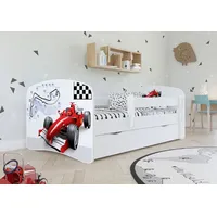 Bjird Kinderbett Jugendbett 70x140 cm Weiß mit Matratze Rausfallschutz Schublade und Lattenrost Kinderbetten für Mädchen und Junge - Formel