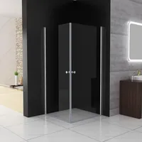 MIQU Duschkabine Eckeinstieg 80x80 x185 cm Schwingtür Duschwand mit Doppel Schwingbar Duschtür ESG Glas, Drehfalttür komplett Dusche Duschabtrennung Höhe 185cm, ohne Duschwanne